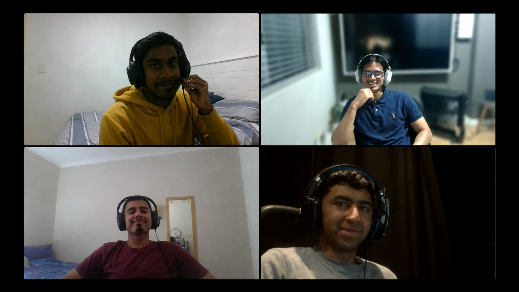 Four-person team call image supplied as Daily Scrum 01 evidence
