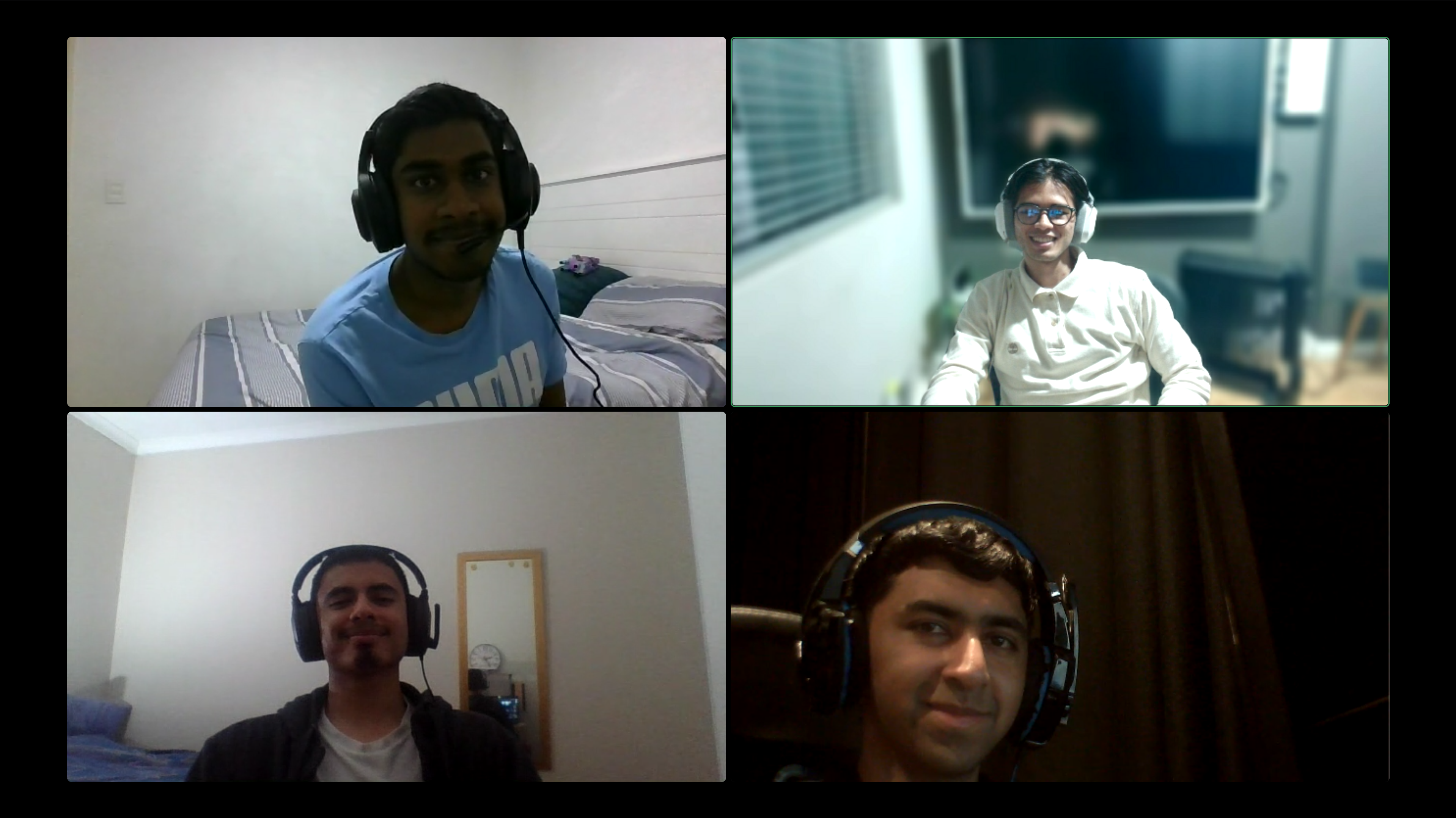 Four-person team call image supplied for the Sprint 1 planning record