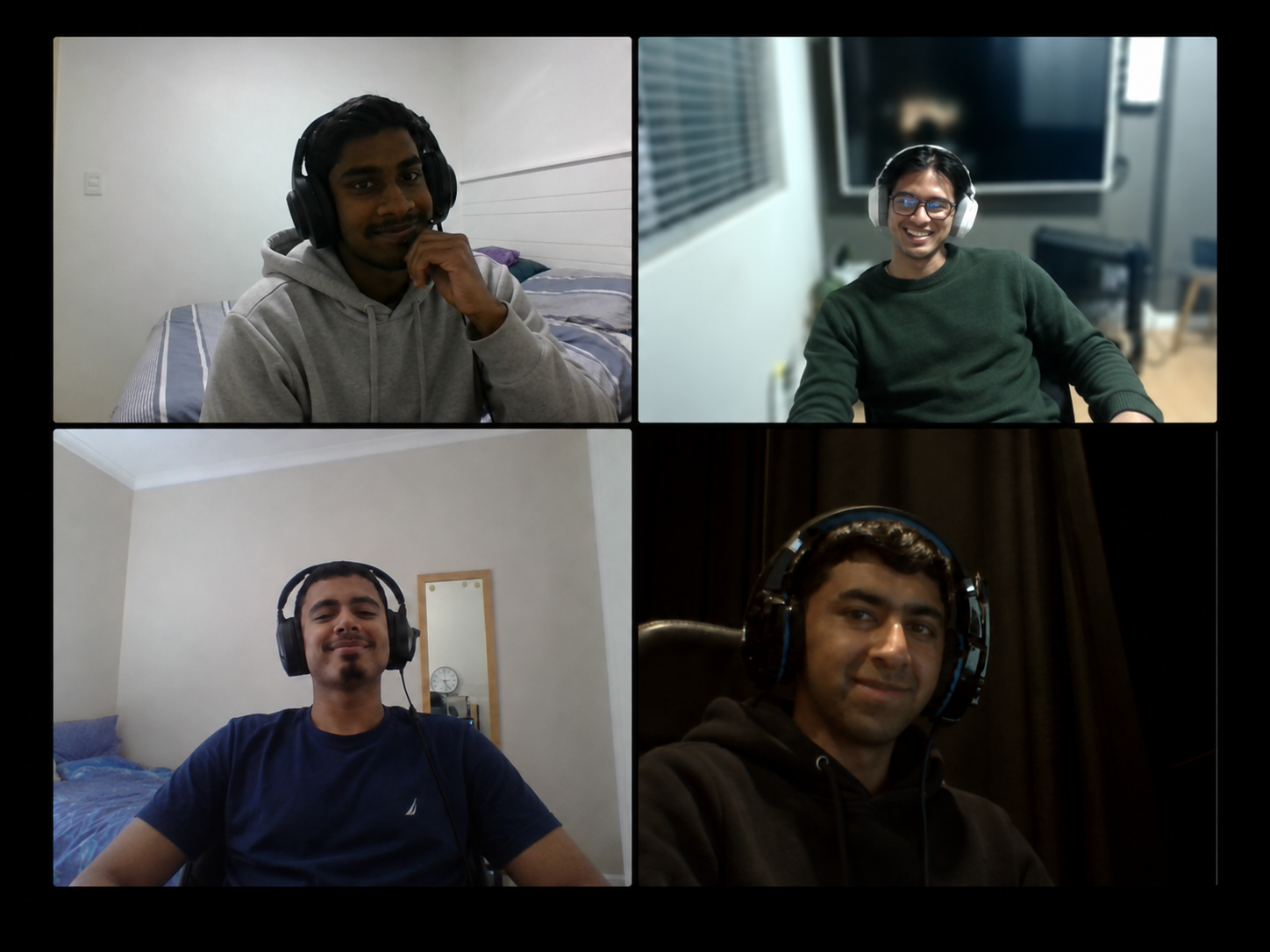 Four team members in a video call, supplied for Sprint 2 Daily Scrum 1