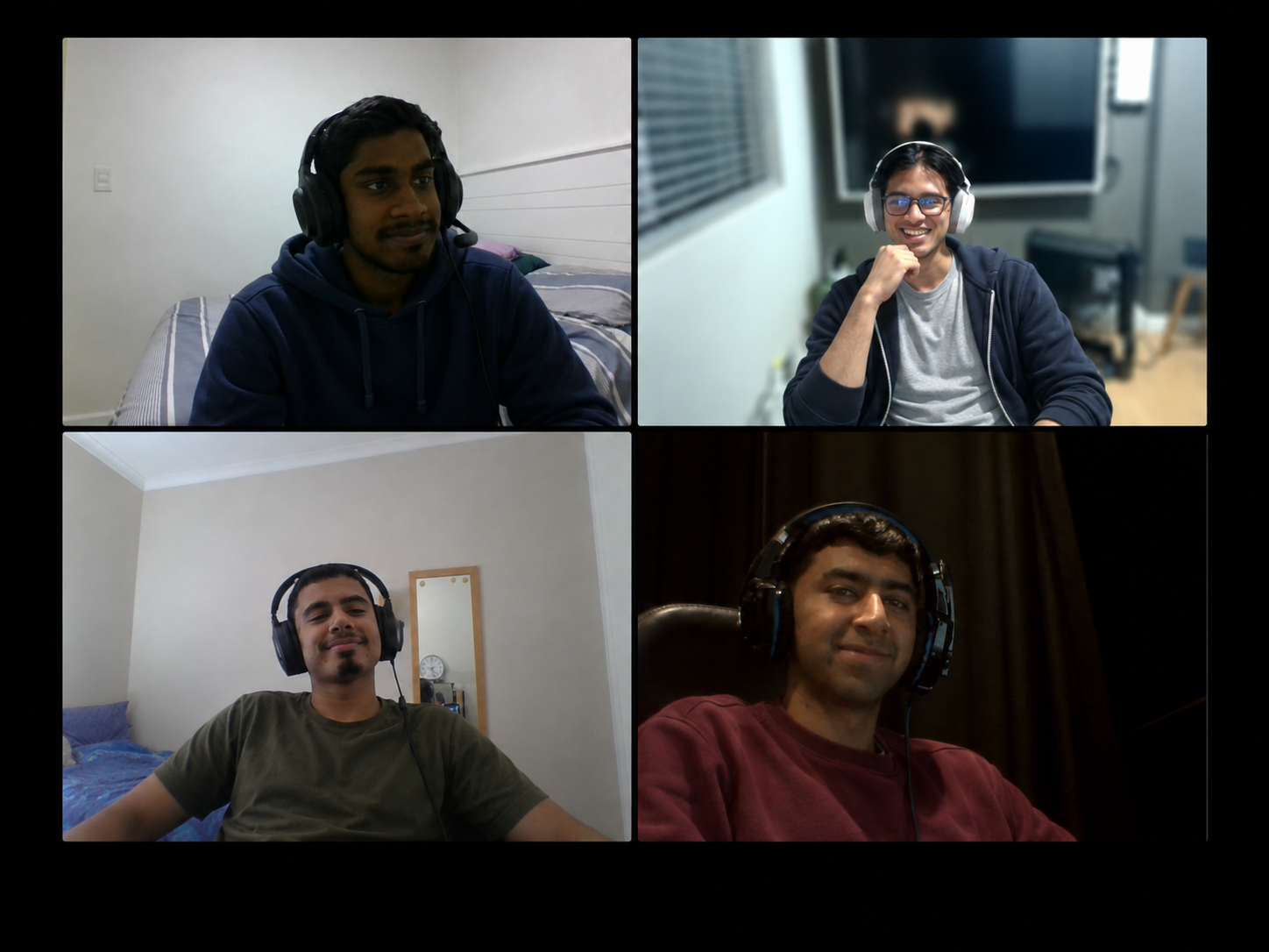 Four team members in a video call, supplied for Sprint 2 Daily Scrum 2