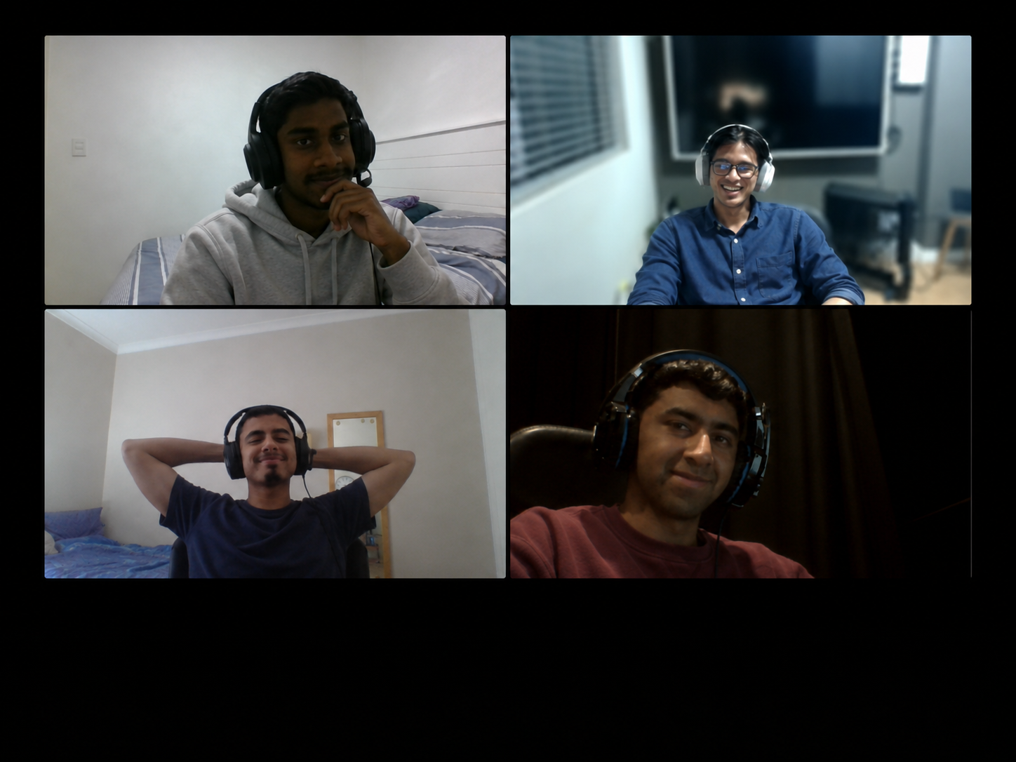 Four team members in a video call, supplied for Sprint 2 Daily Scrum 3
